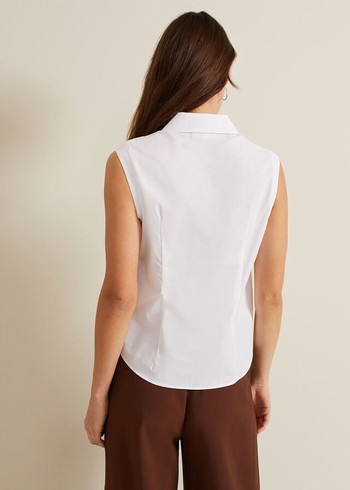 Phase Eight Aimee Sleeveless Shirts White Canada | GYXZUF-095